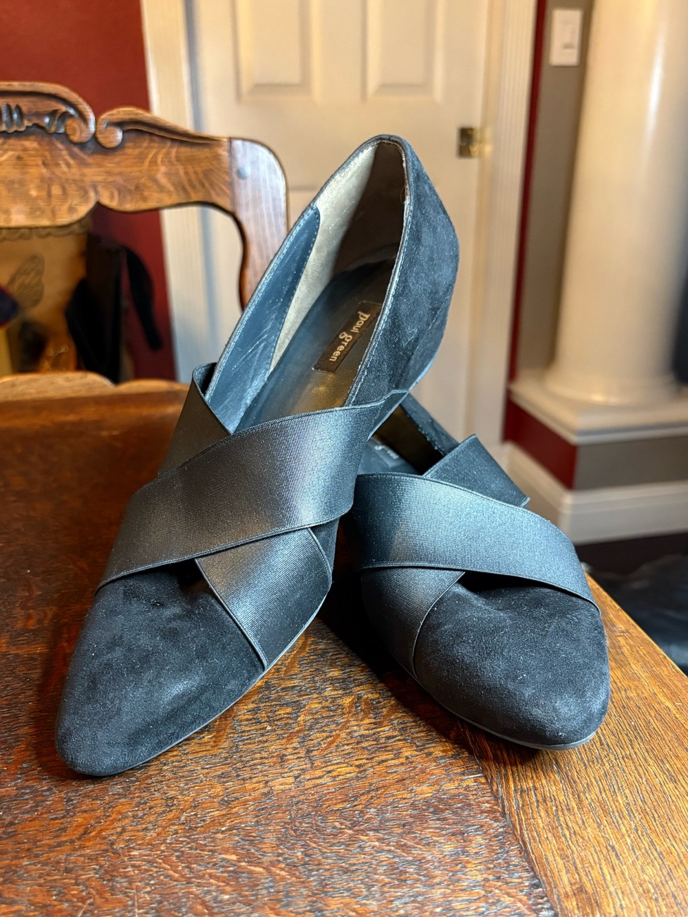 Paul Green Daniella Black Suede Crisscross Wedge Pumps - UK 6 / US 9-9.5